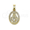 Oro Laminado Religious Pendant, Gold Filled Style Virgen Maria Design, Diamond Cutting Finish, Golden Finish, 5.199.026