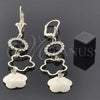 Oro Laminado Long Earring, Gold Filled Style Star Design, with  Cubic Zirconia, Golden Finish, 95.015