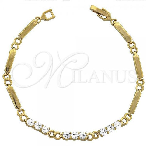 Oro Laminado Tennis Bracelet, Gold Filled Style with White Cubic Zirconia, Polished, Golden Finish, 03.63.0218