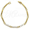 Oro Laminado Tennis Bracelet, Gold Filled Style with White Cubic Zirconia, Polished, Golden Finish, 03.63.0218