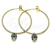 Oro Laminado Medium Hoop, Gold Filled Style with Sapphire Blue Crystal, Polished, Golden Finish, 02.63.2736.40