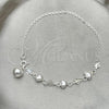 Sterling Silver Charm Anklet , Heart Design, Polished, Silver Finish, 03.409.0029.10