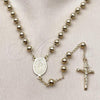 Oro Laminado Medium Rosary, Gold Filled Style Guadalupe and Crucifix Design, Polished, Golden Finish, 09.213.0067.24