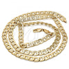 Oro Laminado Basic Necklace, Gold Filled Style Pave Cuban Design, Diamond Cutting Finish, Golden Finish, 5.223.003.28