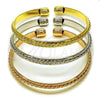 Oro Laminado Trio Bangle, Gold Filled Style Polished, Tricolor, 07.170.0058