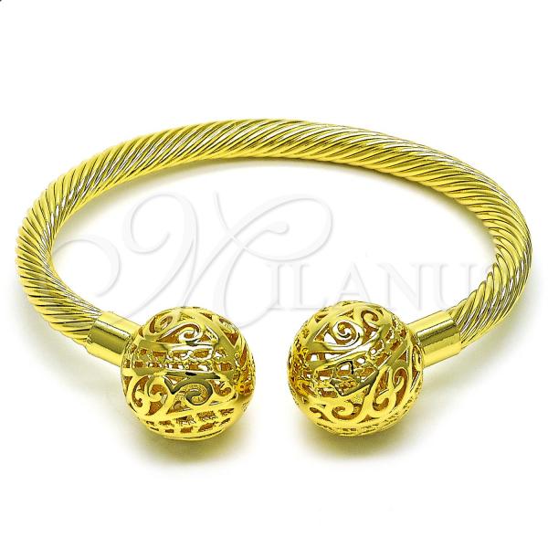 Oro Laminado Individual Bangle, Gold Filled Style and Ball Polished, Golden Finish, 07.341.0057
