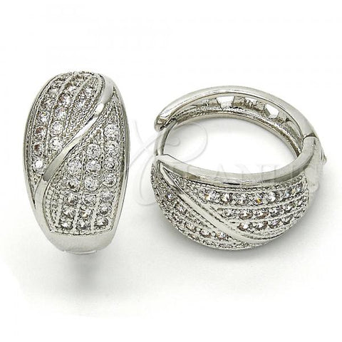 Rhodium Plated Huggie Hoop, with White Cubic Zirconia, Polished, Rhodium Finish, 02.217.0075.20