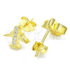 Sterling Silver Stud Earring, with White Micro Pave, Polished, Golden Finish, 02.336.0015.2
