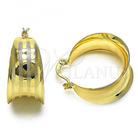 Oro Laminado Medium Hoop, Gold Filled Style Diamond Cutting Finish, Golden Finish, 5.150.019.1