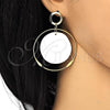 Oro Laminado Long Earring, Gold Filled Style White Resin Finish, Golden Finish, 02.268.0076
