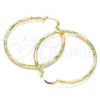 Oro Laminado Large Hoop, Gold Filled Style Diamond Cutting Finish, Tricolor, 02.213.0254.50