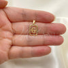 Oro Laminado Fancy Pendant, Gold Filled Style Initials Design, Polished, Golden Finish, 05.02.0069.5