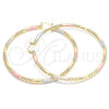 Oro Laminado Extra Large Hoop, Gold Filled Style Diamond Cutting Finish, Tricolor, 02.170.0228.2.80