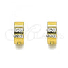 Stainless Steel Huggie Hoop, with White Crystal, Polished, Golden Finish, 02.230.0049.10