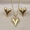 Oro Laminado Earring and Pendant Adult Set, Gold Filled Style Chunky and Hollow Design, Polished, Golden Finish, 10.163.0014