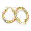 Oro Laminado Small Hoop, Gold Filled Style Hollow Design, Diamond Cutting Finish, Tricolor, 02.170.0068.1.25