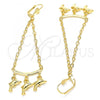 Oro Laminado Long Earring, Gold Filled Style Dolphin and Rolo Design, Polished, Golden Finish, 02.32.0550