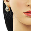 Oro Laminado Stud Earring, Gold Filled Style Chunky Design, Polished, Golden Finish, 02.122.0120