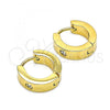 Stainless Steel Huggie Hoop, with White Crystal, Polished, Golden Finish, 02.384.0030.12