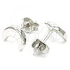 Sterling Silver Stud Earring, Moon Design, Polished, Rhodium Finish, 02.369.0026