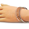 Oro Laminado Trio Bangle, Gold Filled Style Diamond Cutting Finish, Tricolor, 07.282.0046