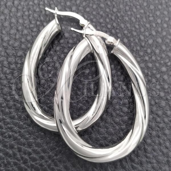 Sterling Silver Medium Hoop, Diamond Cutting Finish, Silver Finish, 02.389.0100.40