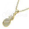 Oro Laminado Fancy Pendant, Gold Filled Style Pineapple Design, with White Micro Pave and White Cubic Zirconia, Polished, Golden Finish, 05.342.0005