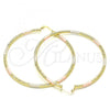 Oro Laminado Extra Large Hoop, Gold Filled Style Diamond Cutting Finish, Tricolor, 02.213.0247.70