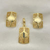 Oro Laminado Earring and Pendant Adult Set, Gold Filled Style Greek Key Design, Polished, Golden Finish, 10.59.0239