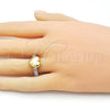 Oro Laminado Multi Stone Ring, Gold Filled Style Chunky Design, with White Cubic Zirconia, Polished, Two Tone, 01.341.0154
