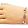 Oro Laminado Fancy Bracelet, Gold Filled Style Puff Mariner and Mariner Design, Polished, Golden Finish, 03.213.0384.07