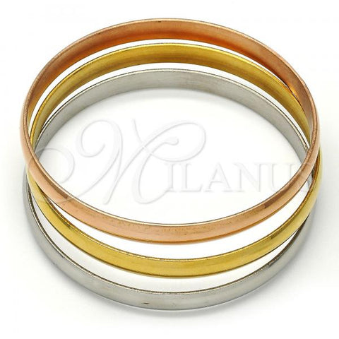 Stainless Steel Trio Bangle, Polished, Tricolor, 07.244.0001.04 (05 MM Thickness, Size 4 - 2.25 Diameter)
