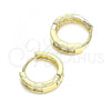 Oro Laminado Huggie Hoop, Gold Filled Style with White Cubic Zirconia, Polished, Golden Finish, 02.210.0644.12