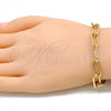 Oro Laminado Basic Bracelet, Gold Filled Style Paperclip Design, Polished, Golden Finish, 04.63.1405.08