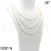Oro Laminado Basic Necklace, Gold Filled Style Rat Tail Design, Polished, Golden Finish, 5.223.031.18