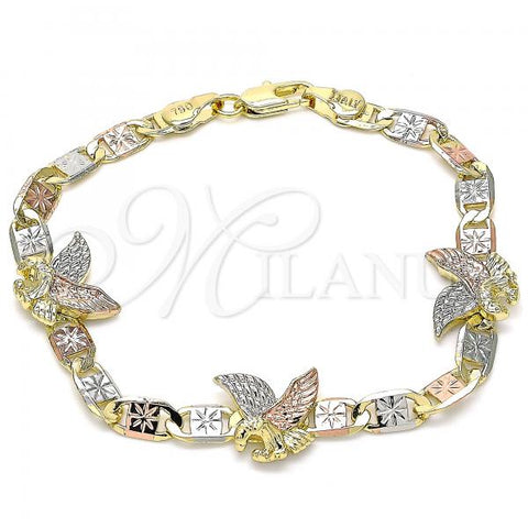 Oro Laminado Fancy Bracelet, Gold Filled Style Eagle Design, Polished, Tricolor, 03.380.0029.08