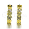 Oro Laminado Medium Hoop, Gold Filled Style Butterfly Design, with White Micro Pave, Polished, Golden Finish, 02.210.0798.30