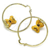 Oro Laminado Large Hoop, Gold Filled Style Teddy Bear Design, Yellow Resin Finish, Golden Finish, 02.380.0075.50