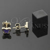 Oro Laminado Stud Earring, Gold Filled Style Butterfly Design, Purple Enamel Finish, Golden Finish, 02.64.0372 *PROMO*