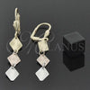 Oro Laminado Long Earring, Gold Filled Style Diamond Cutting Finish, Tricolor, 02.63.2157