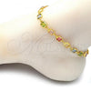 Oro Laminado Fancy Anklet, Gold Filled Style with Multicolor Cubic Zirconia, Polished, Golden Finish, 03.386.0005.10