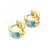 Stainless Steel Huggie Hoop, with Aqua Blue and White Crystal, Polished, Golden Finish, 02.230.0048.7.10