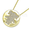 Oro Laminado Pendant Necklace, Gold Filled Style Little Girl Design, with White Micro Pave, Polished, Golden Finish, 04.156.0236.20