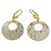 Oro Laminado Dangle Earring, Gold Filled Style Diamond Cutting Finish, Golden Finish, 5.086.007