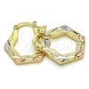 Oro Laminado Small Hoop, Gold Filled Style Diamond Cutting Finish, Tricolor, 02.102.0057.25