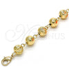 Oro Laminado Fancy Anklet, Gold Filled Style Chunky Design, Diamond Cutting Finish, Golden Finish, 03.93.0012.10