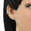 Oro Laminado Earcuff Earring, Gold Filled Style Bee Design, with White Micro Pave, Polished, Golden Finish, 02.210.0684