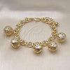 Oro Laminado Charm Bracelet, Gold Filled Style Chunky and Ball Design, Polished, Golden Finish, 03.331.0303.08