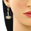 Oro Laminado Long Earring, Gold Filled Style with White Cubic Zirconia, Polished, Golden Finish, 02.387.0039