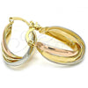 Oro Laminado Small Hoop, Gold Filled Style Polished, Tricolor, 5.155.025.15